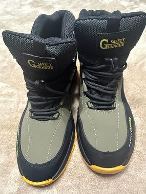 Men's Black and Olive Work Boots